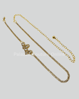 Gaby Two Sweet Heart Rhinestone Chain Belt (Gold) - Palazzo Couture Online