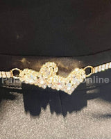 Gaby Two Sweet Heart Rhinestone Chain Belt (Gold) - Palazzo Couture Online