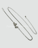 Gaby Two Sweet Heart Rhinestone Chain Belt (Silver) - Palazzo Couture Online
