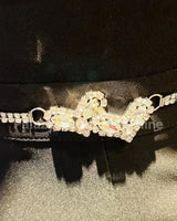 Gaby Two Sweet Heart Rhinestone Chain Belt (Silver) - women's statement waist belt accessory