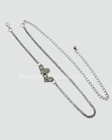 Gaby Two Sweet Heart Rhinestone Chain Belt (Silver) for women - fashion belt by Palazzo Couture