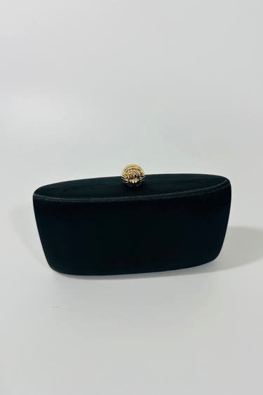 Luxe black evening bag with gold clasp