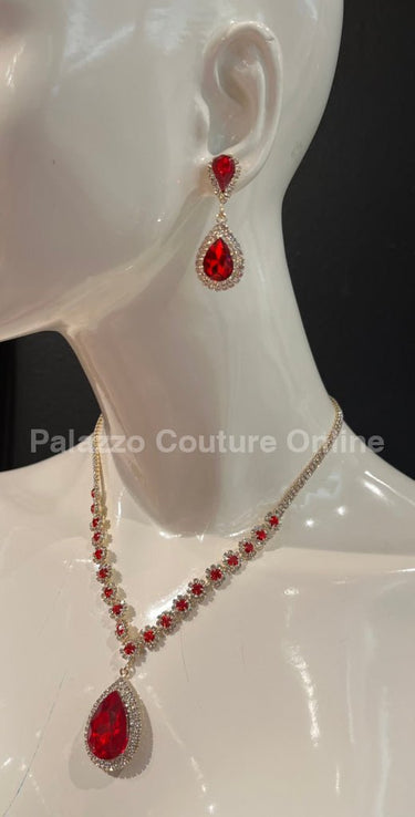 Garnet Glamour Necklace Set - Palazzo Couture Online