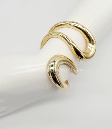 Gemini Wide Hinged Cuff Bangle (Gold) - Palazzo Couture Online