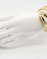 Gemini Wide Hinged Cuff Bangle (Gold) - Palazzo Couture Online
