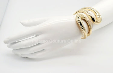 Gemini Wide Hinged Cuff Bangle (Gold) - Palazzo Couture Online