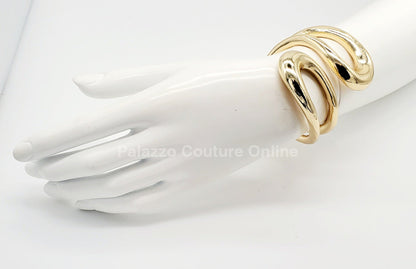 Gemini Wide Hinged Cuff Bangle (Gold) Bracelet