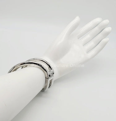 Gemini Wide Hinged Cuff Bangle (Silver) - Palazzo Couture Online