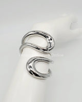 Gemini Wide Hinged Cuff Bangle (Silver) - Palazzo Couture Online