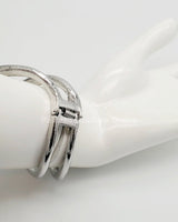 Gemini Wide Hinged Cuff Bangle (Silver) - Palazzo Couture Online