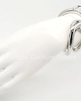 Gemini Wide Hinged Cuff Bangle (Silver) - Palazzo Couture Online