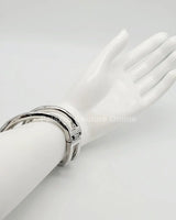Gemini Wide Hinged Silver Cuff Bangle with Sculptural Design - versatile jewelry accessory