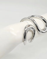 Gemini Wide Hinged Silver Cuff Bangle with Sculptural Design - chic women's accessory