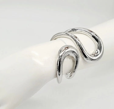 Gemini Wide Hinged Silver Cuff Bangle with Sculptural Design - chic women's accessory