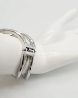 Gemini Wide Hinged Silver Cuff Bangle with Sculptural Design - stunning piece by Palazzo Couture