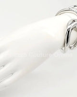 Gemini Wide Hinged Silver Cuff Bangle with Sculptural Design - elegant piece by Palazzo Couture