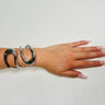 Gemini Wide Hinged Silver Cuff Bangle with Sculptural Design for women - fashion jewelry by Palazzo Couture