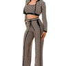 Geometric Elegance Three - Piece Knit Pant Set - Palazzo Couture Online