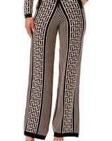 Geometric Elegance Three-Piece Knit Pant Set showing coordinated top and pants construction