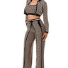 Geometric Elegance Three-Piece Knit Pant Set front view showing complete two piece pant set