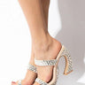 Geometry Rhinestone Sandals Heels (Nude) for women - stylish heels by Palazzo Couture