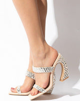Geometry Rhinestone Sandals High Heels (Nude) - Palazzo Couture Online