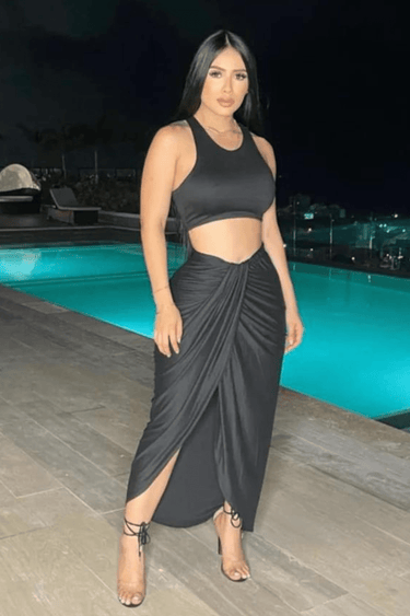 Gia Skirt Set (Black) - Palazzo Couture Online