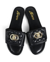 Kendry Charm Slip-On Sandals Black - front view
