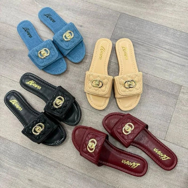 Kendry Charm Slip-On Sandals Denim - front view