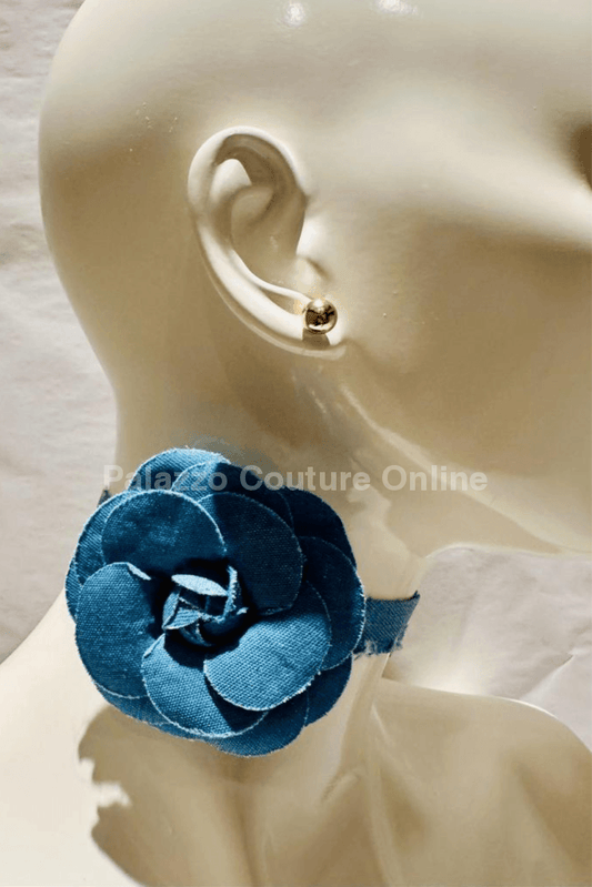 Gipsy In Jean Flower Chocker (Denim) Denim Necklaces