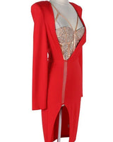 Girl of My Dreams Red Mini Dress with Embellished Bodice full body look paired with heels and accessories