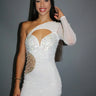 Girls Night Out White Dress – One Shoulder White Party Dress front view showing mini dress silhouette