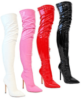 Gisele Pointed Toe Over The Knee Boots (Black) - Palazzo Couture Online