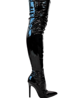 Gisele Pointed Toe Over The Knee Boots (Black) - Palazzo Couture Online