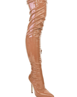 Gisele Pointed Toe Over The Knee Boots (camel) - Palazzo Couture Online