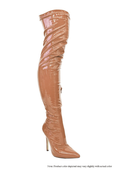 Gisele Pointed Toe Over The Knee Boots (camel) - Palazzo Couture Online