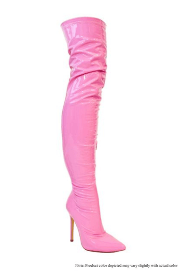Gisele Pointed Toe Over The Knee Boots (Pink) - Palazzo Couture Online