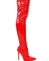 Gisele Pointed Toe Over The Knee Boots (Red) - Palazzo Couture Online