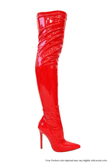Gisele Pointed Toe Over The Knee Boots (Red) - Palazzo Couture Online