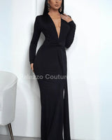 Glam Black Maxi Dress with a Twist close up detail of elegant design and fabric