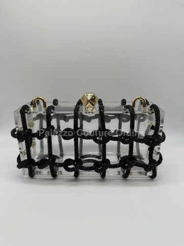Glam Date Rhinestone Handbag (Black) - Palazzo Couture Online