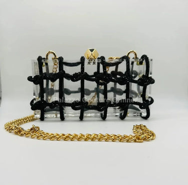 Glam Date Rhinestone Handbag (Black) - women's evening clutch