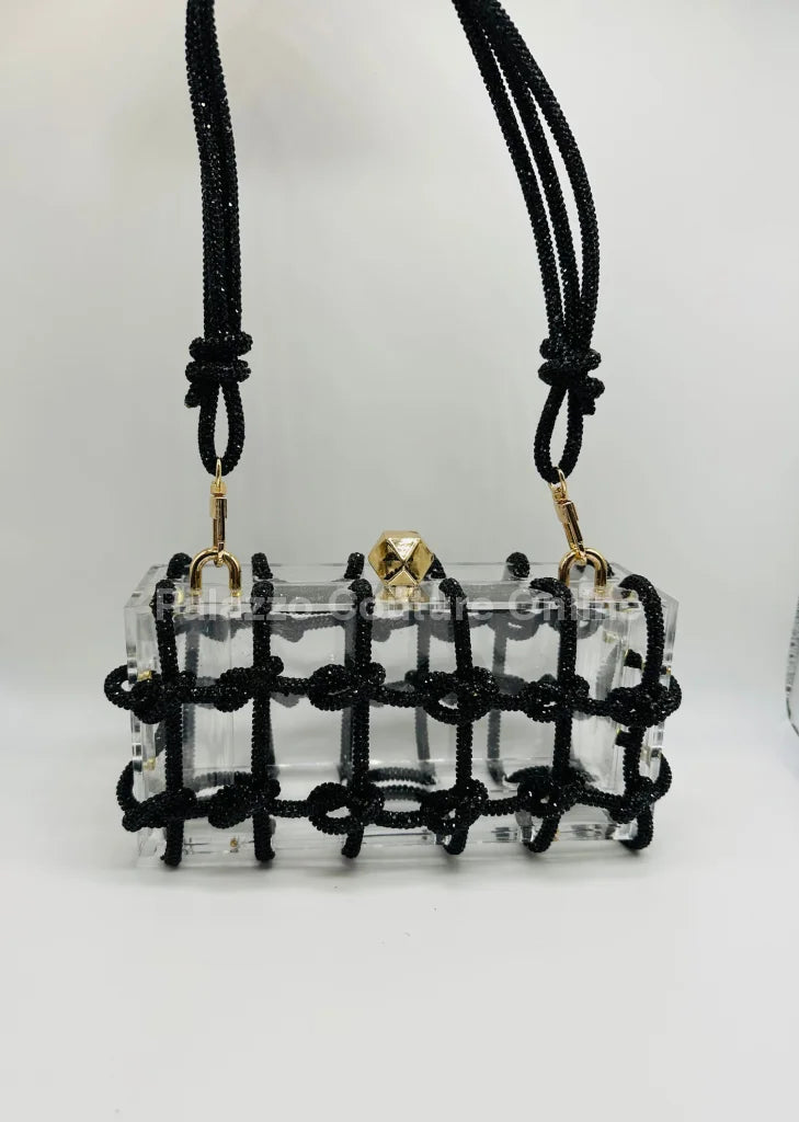 Glam Date Rhinestone Handbag (Black) Hand Bag