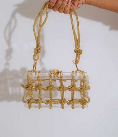 Glam Date Rhinestone Handbag (Gold) - women's evening clutch