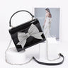 Glam Enamel Bow Rhinestone Clutch – Black - Palazzo Couture Online