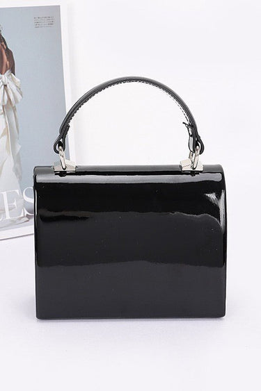 Glam Enamel Bow Rhinestone Clutch – Black - Palazzo Couture Online