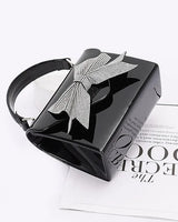 Glam Enamel Bow Rhinestone Clutch – Black - trendy women's bag