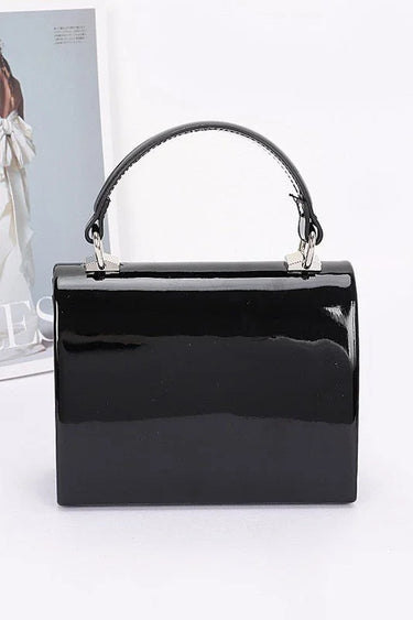 Glam Enamel Bow Rhinestone Clutch – Black - stylish purse for going out