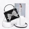 Glam Enamel Bow Rhinestone Clutch – Black for women - bag by Palazzo Couture