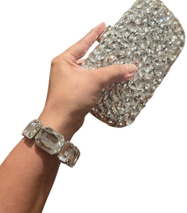 Glam Gems Statement Bracelet - Silver - Palazzo Couture Online